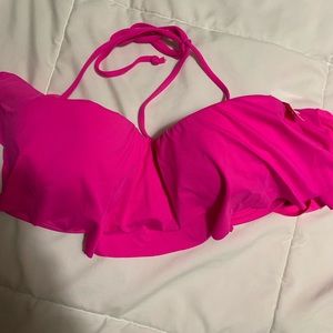 NWT Hot Pink Ruffle Bikini Top